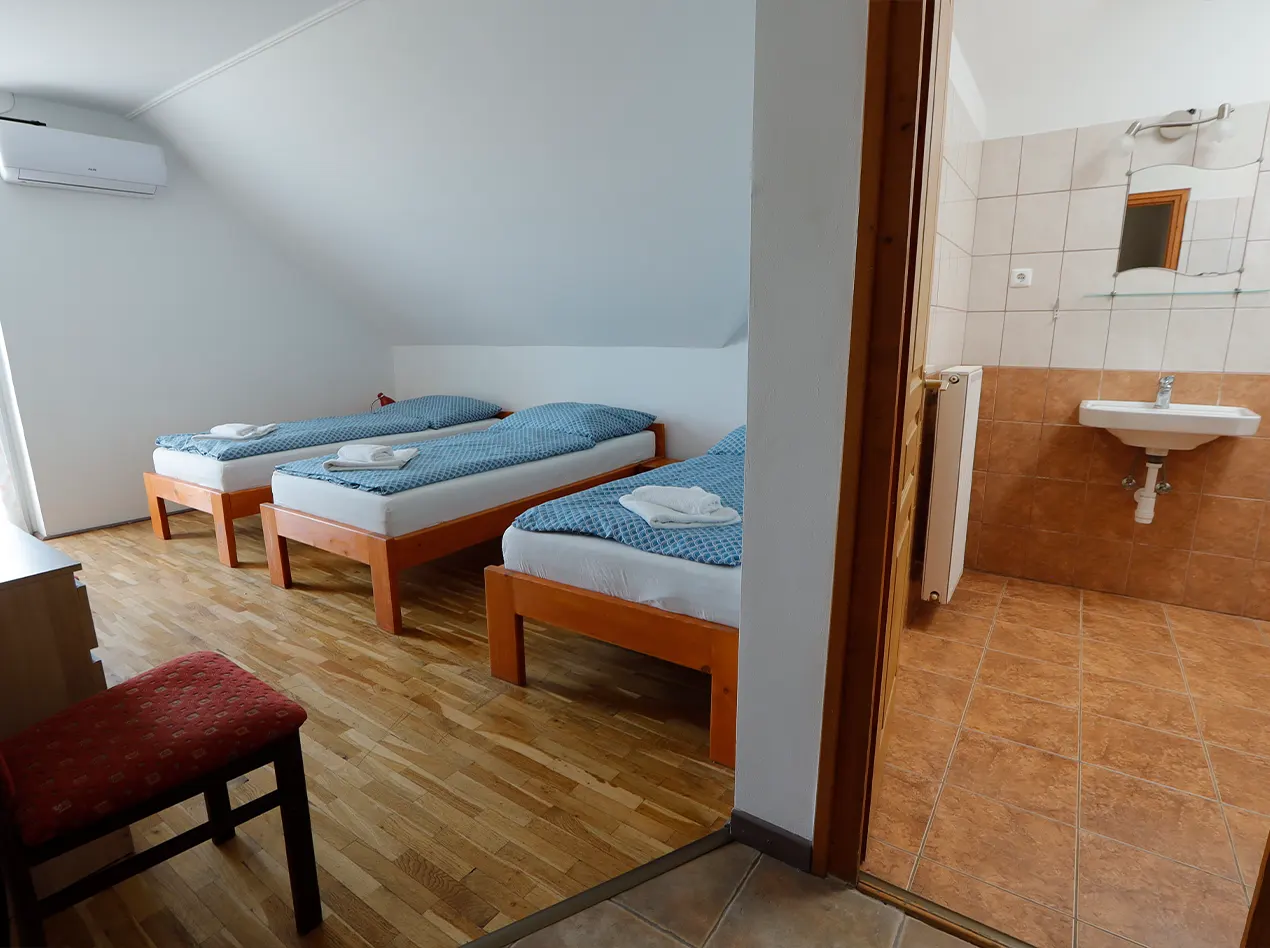 Dreibettzimmer mit eigenem Badezimmer im Anna Gästehaus.